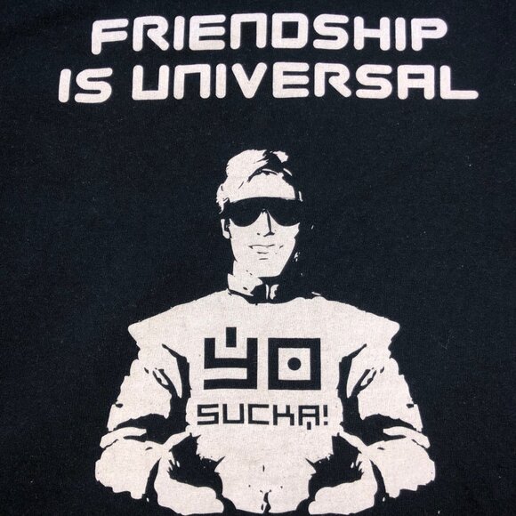 YOSUCKA! T-Shirt Mens 2XL Black "Friendship is Universal" Graphic Detroit Techno - Picture 7 of 7